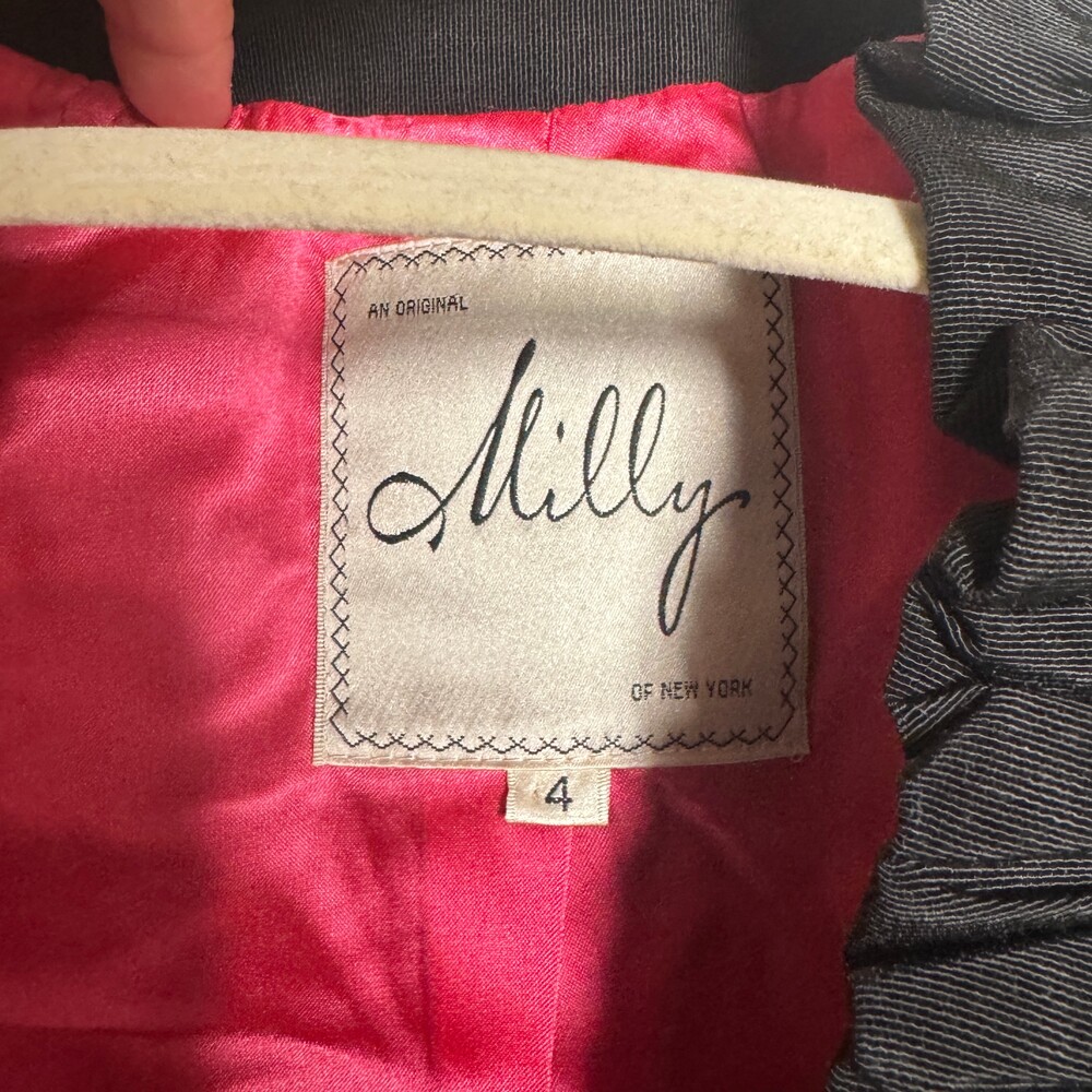 Milly of New York Ruffled Open Front 3/4 Sleeve Bolero Jacket Black Size 4 - Picture 2 of 4